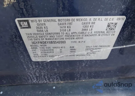 2011 Cadillac Srx Luxury Collection из США, поврежденный, VIN 3GYFNDEY8BS542003